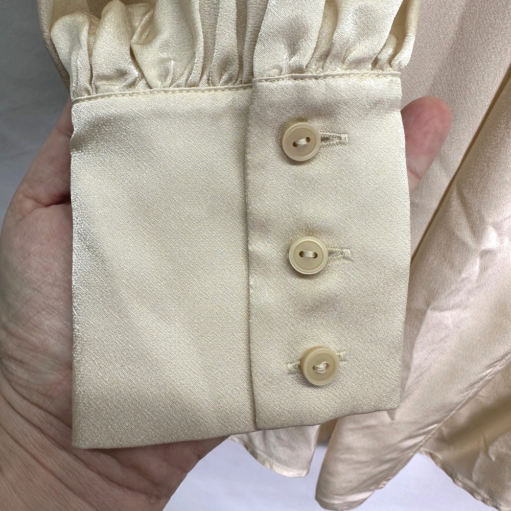 Paris Atelier & Other Stories Beige Cream Twist Neck Long Sleeve Blouse Top Sz S - Picture 5 of 8